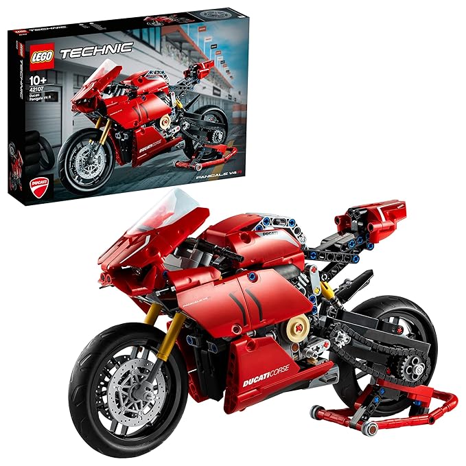 LEGO 42107 Building Block Technic Ducati Panigale V4 R Motorbike,  Collectible Superbike Display Model,Multicolor