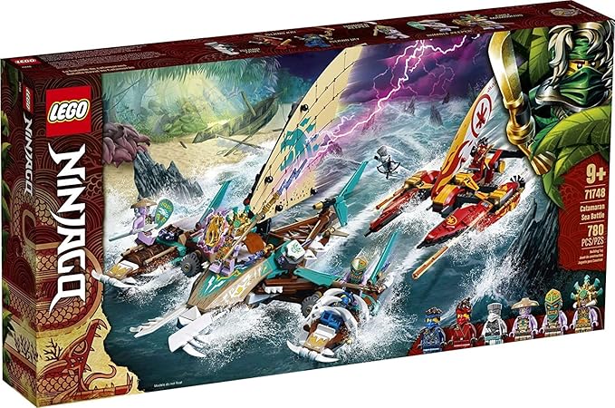 LEGO Jamian Toys Lego Nin-Jago Catamaran Sea Battle 71748 Building Kit;Nin-Ja Playset Featuring Catamaran Toys & Nin-Jago Kai|Jay And Zane Best Gift For Kids Who Love Creative Play New 2021 (780 Pcs)Brown