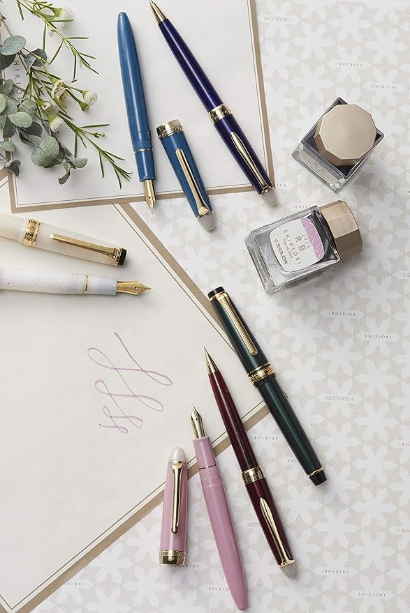 Sailor Fountain Pen, Four Seasons Woven Watersurface Frost Night Fine Point 11-0558-204 (Cherry blossoms at night)
