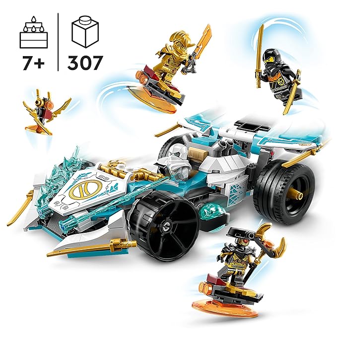 LEGO Ninjago Zane's Dragon Power Spinjitzu Race Car 71791 Building Toy Set (307 Pcs),Multicolor