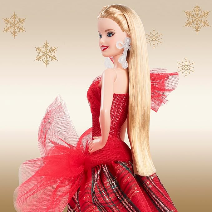 Barbie Holiday Barbie Blonde House Signature Black Dress Up Doll 3 Years Old Red HRM61