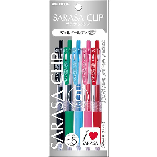 Zebra Clip 0.5mm 5 Pieces Gel Pens