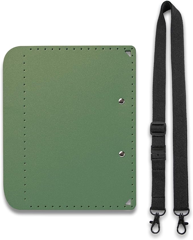 PLUS Foldable A4 Clipboard Plus 83-164, Becomes Size A5 When Folded, Khaki, Custom Strap Included