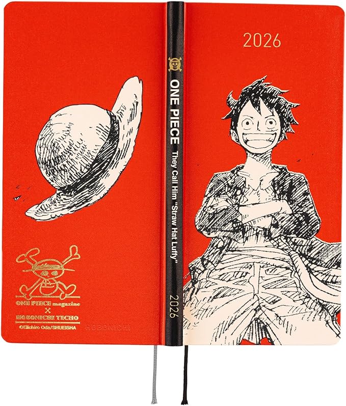 Hobonichi Notebook, 2026 Weeks, One Piece Magazine, Luffy Straw Straw, Red, Starts From January, Weekly Notebook, Weekly Left, Slim, Vertical