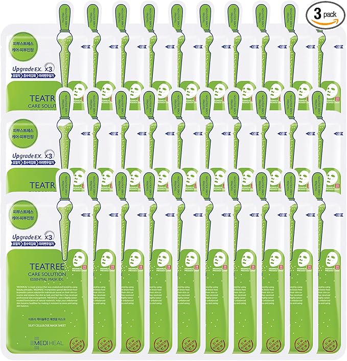 Mediheal Medium Heel Tea Tree Care Solution, Essential Mask Pack of 10