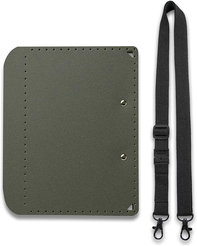 PLUS Foldable A4 Clipboard Plus 83-161, Becomes Size A5 When Folded, Dark Gray, Custom Strap Included