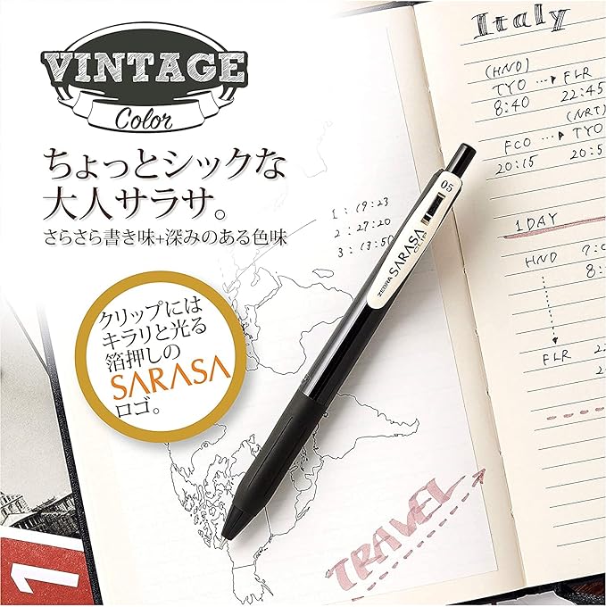ZEBRA JJ15-5C-VI-CATA Gel Ballpoint Pen Sarasa Clip Vintage Color 0.5mm Cat 5 Color Set A
