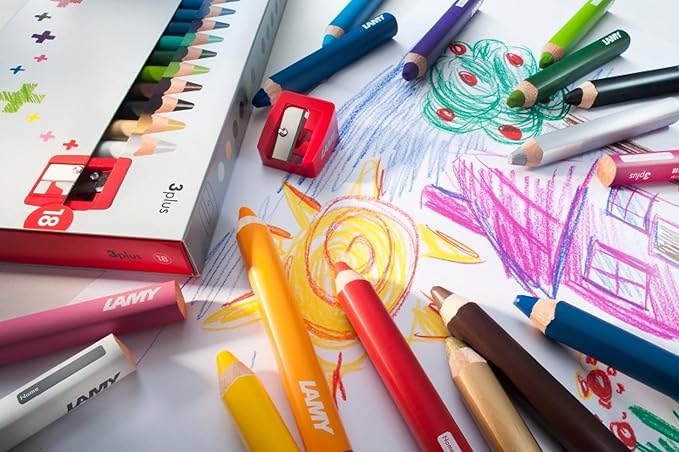 LAMY 3plus Crayons 12 Pieces Including Sharpeners