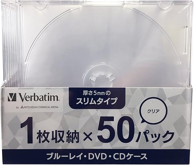 Verbatim CPSSC50 BD/DVD/CD Case, 50 Sheets, Slim Case (0.2 inch (5 mm) Thick, Transparent