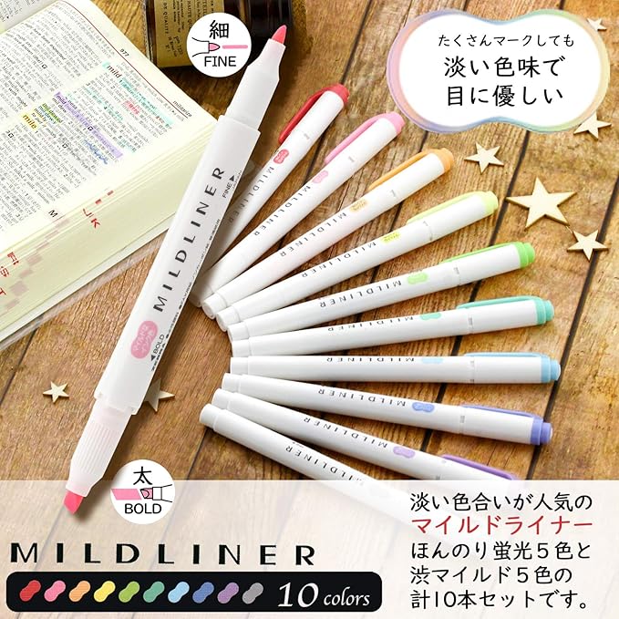 Zebra Wkt7-10C Highlighter,10 Colors,Multi-coloured