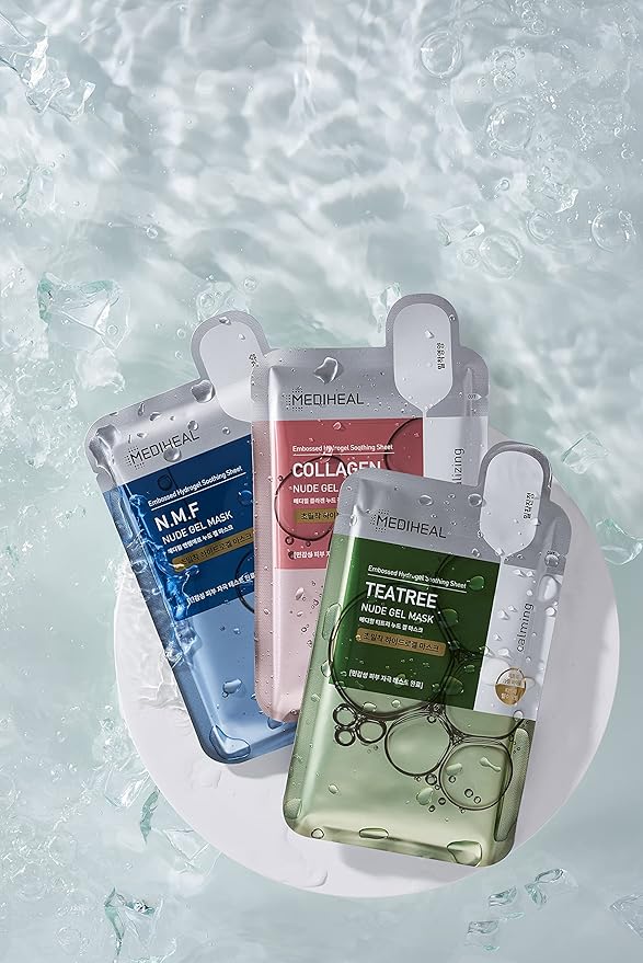 Mediheal Nude Gel Mask (Pack of 10), Moisturizing, Sensitive Skin, Dry Skin, Rough Skin, Pore Care, Korean Cosmetics (Tea Tree)