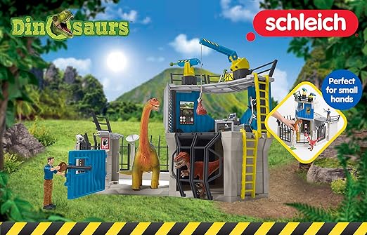 Schleich Toy Dinosaur Research Station 33-Piece Playset for Kids Ages 4-12