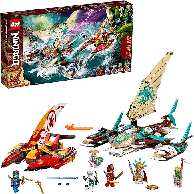 LEGO Jamian Toys Lego Nin-Jago Catamaran Sea Battle 71748 Building Kit;Nin-Ja Playset Featuring Catamaran Toys & Nin-Jago Kai|Jay And Zane Best Gift For Kids Who Love Creative Play New 2021 (780 Pcs)Brown
