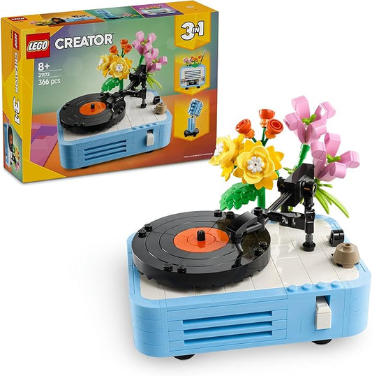 LEGO 31172 Creator Flower and Record Player Toy, Toy, Birthday Present, Blocks