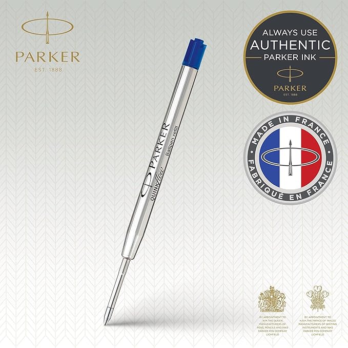 Parker 1950368 Quink Flow Ballpoint Pen Refill, Blue, Single Pack, Blue, F Fine, 0.03 inches (0.8 mm), Oil-based, Ballpoint Refill