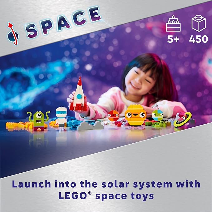 LEGO Classic Creative Space Planets Building Toy Set - Space Toy for Kids, Boys & Girls, Ages 5+ - Includes Alien, Rocket Ship, & Glow in The Dark Bricks - Gift for Christmas - 11037