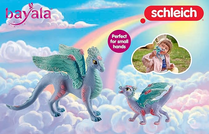 SchleIch Bayala, 2-Piece Playset, Dragon Toys for Girls and Boys 5-12 Years Old, Flower Dragon and Baby
