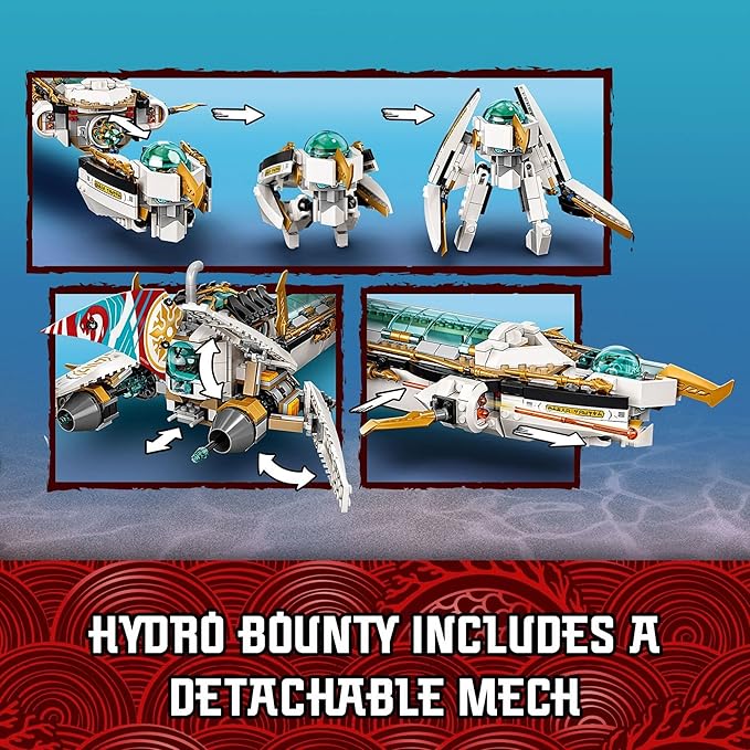 LEGO Ninjago Hydro Bounty 71756 Building Kit; Submarine Toy Featuring NINJAGO Kai and Lloyd; New 2021 (1,159 Pieces)