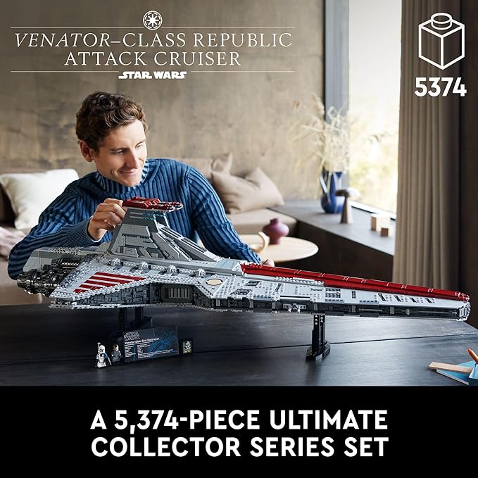 LEGO Star Wars Venator-Class Republic Attack Cruiser Ultimate Collector Series Building Set for Adults, Captain Rex, Star Wars Gift, The Clone Wars Activity for Stress Relief, 75367