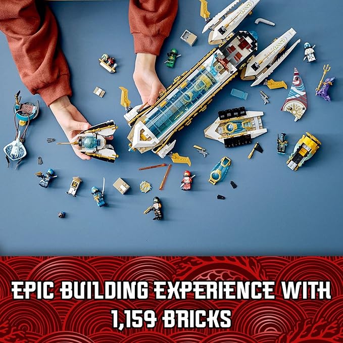 LEGO Ninjago Hydro Bounty 71756 Building Kit; Submarine Toy Featuring NINJAGO Kai and Lloyd; New 2021 (1,159 Pieces)