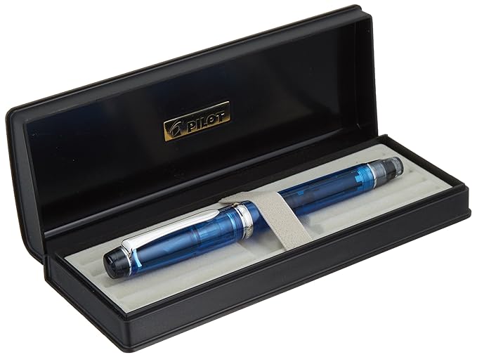 Pilot Custom 92 Heritage Piston Filler Asa Gao Blue Transparent Piston Filler 14KT Fine Fountain Pen