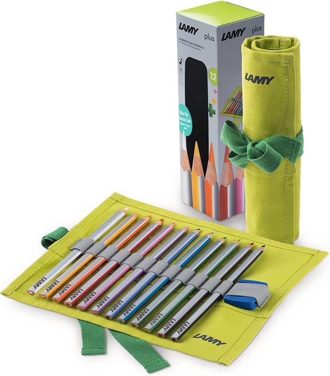 LAMY Plus 1226068 12 Colouring Pencils in Fabric Roll, Green