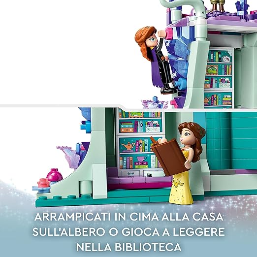 LEGO 43215 Disney The Enchanted Tree House Set of 13 Mini Dolls Including Princess Jasmine, Belle, Elsa and Anna, Christmas Gift for 7 Year Old Children, Girls, Boys, Disney 100 Toys
