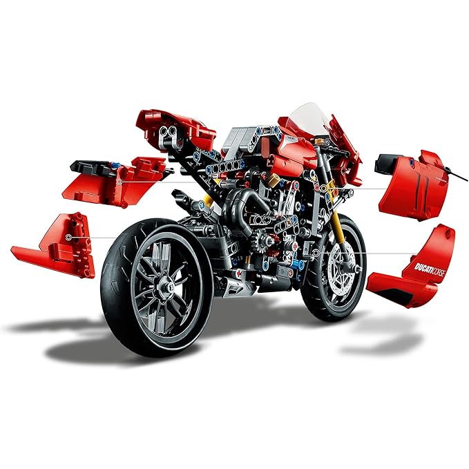 LEGO 42107 Building Block Technic Ducati Panigale V4 R Motorbike, Collectible Superbike Display Model,Multicolor