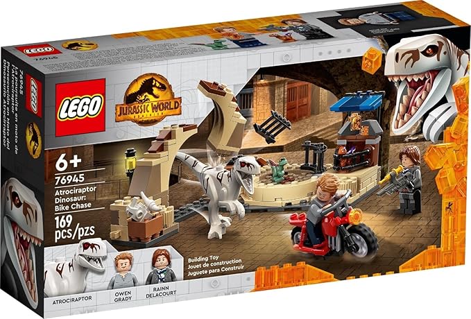 LEGO Jurassic World Atrociraptor Dinosaur: Bike Chase 76945 Building Kit (169 Pcs), Multi Color