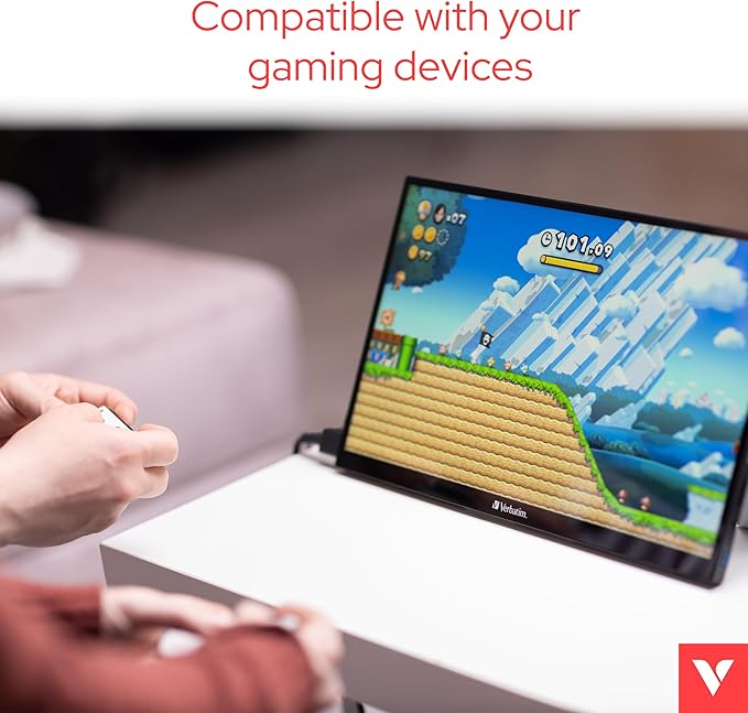 Verbatim 1080P 14-inch Full HD Mobile Monitor (Game Console/PC Compatible/HDMI/Type-C/Speaker Included)