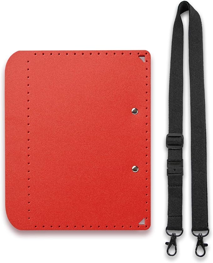 PLUS Foldable A4 Clipboard Plus 83-163, Becomes Size A5 When Folded, Red, Custom Strap Included