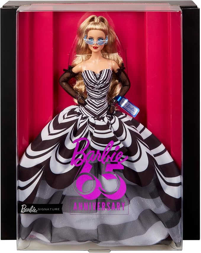 Barbie 65th Anniversary Doll Blonde Barbie Doll House Signature Black Dress Up Doll 6 Years Old Black HRM58