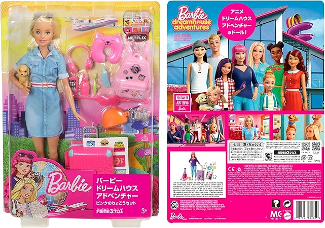 Barbie Dream House Adventure Pink Ryoko Set - Cute Doll House Pretend Play 3 Years Old Blue FWV25