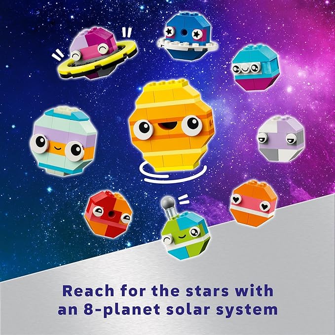 LEGO Classic Creative Space Planets Building Toy Set - Space Toy for Kids, Boys & Girls, Ages 5+ - Includes Alien, Rocket Ship, & Glow in The Dark Bricks - Gift for Christmas - 11037