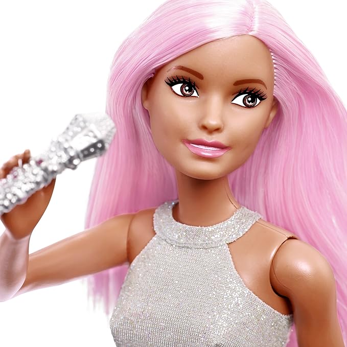 Barbie 65 Barbie & Play Pop Star Barbie Doll House Pretend Play Doll 3 Years Old Silver JCW42