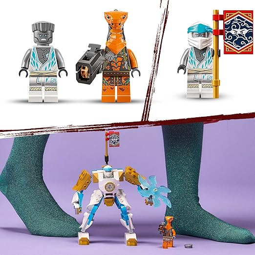 LEGO 71761 Ninjago Zanes Power-Up Mech EVO, Toy from 6 Years with Ninja Action Figure and Snake