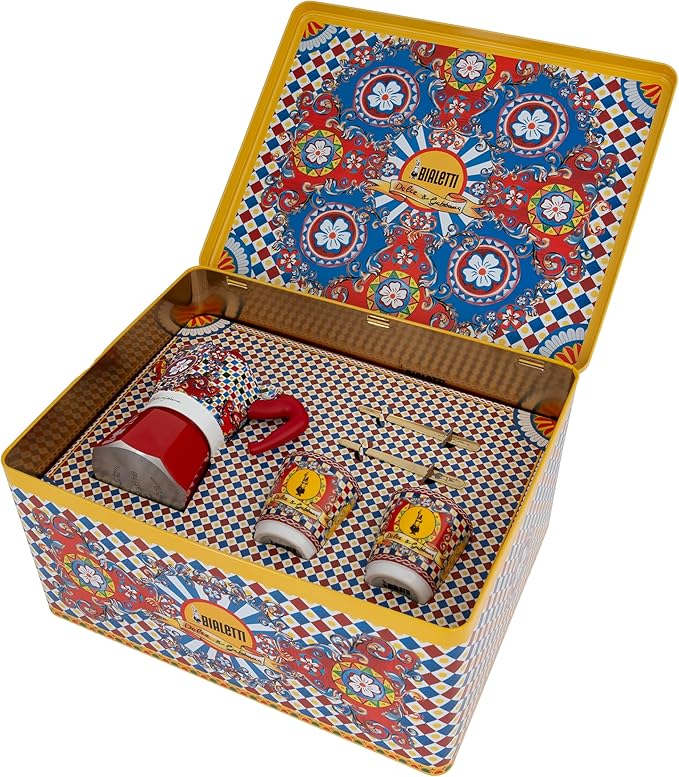 Bialetti Dolce & Gabbana Mocha Express & Espresso Cup Set, Direct Fire