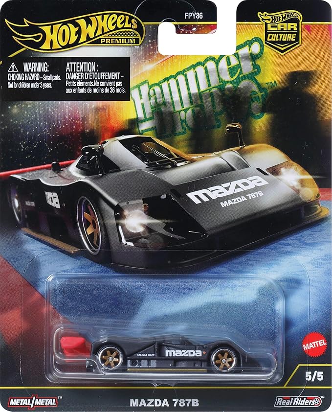Hot Wheels HRW08 Car Culture Hammer Drop Mazda 787B Vehicle Toy Mini Car 3 Years Old Black