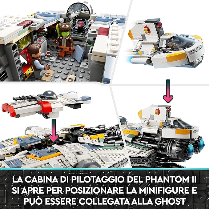 LEGO 75357 Star Wars Ghost & Phantom II Set of 2 Ahsoka Vehicles, Buildable Spaceship Toy with 5 Figures Including Jacen Syndulla and Droid Figure, Christmas Gift for Boys and Girls
