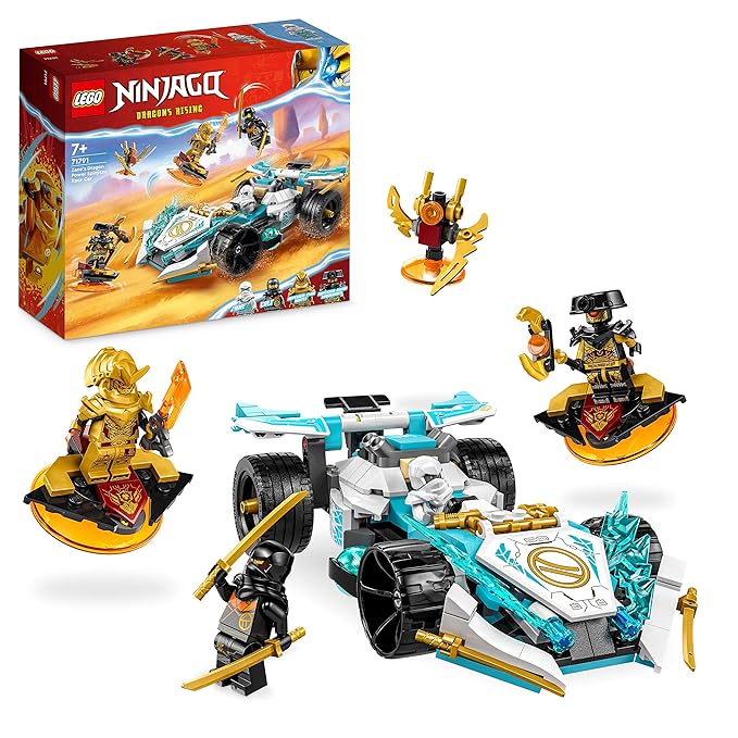 LEGO Ninjago Zane's Dragon Power Spinjitzu Race Car 71791 Building Toy Set (307 Pcs),Multicolor