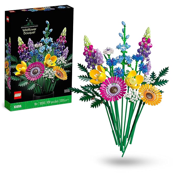 LEGO Icons Wildflower Bouquet 10313 Building Set (939 Pieces), Multi Color