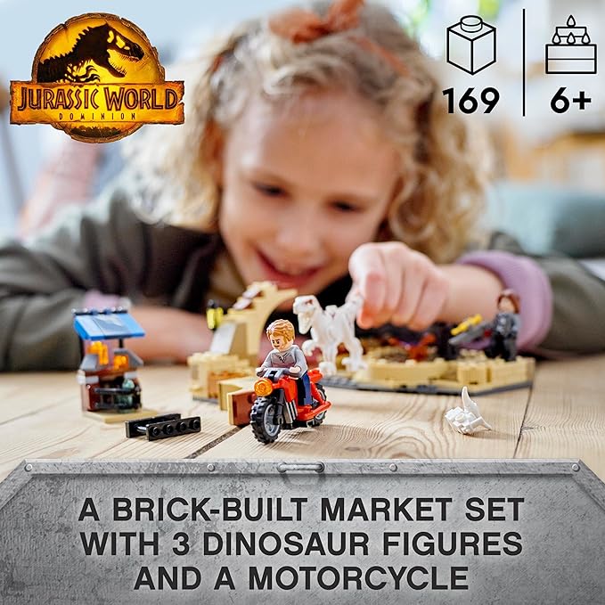 LEGO Jurassic World Atrociraptor Dinosaur: Bike Chase 76945 Building Kit (169 Pcs), Multi Color