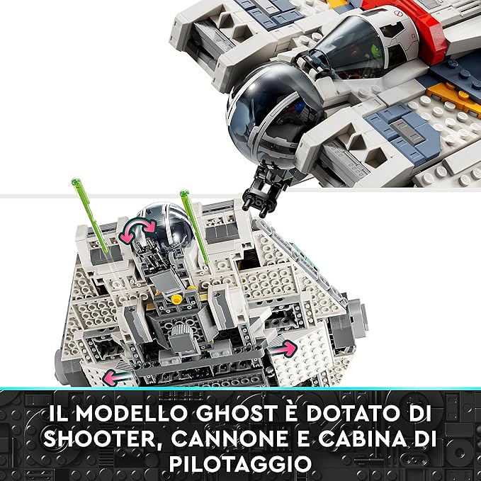 LEGO 75357 Star Wars Ghost & Phantom II Set of 2 Ahsoka Vehicles, Buildable Spaceship Toy with 5 Figures Including Jacen Syndulla and Droid Figure, Christmas Gift for Boys and Girls