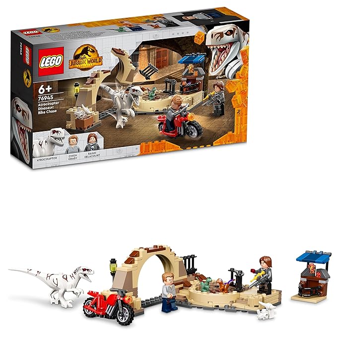 LEGO Jurassic World Atrociraptor Dinosaur: Bike Chase 76945 Building Kit (169 Pcs), Multi Color