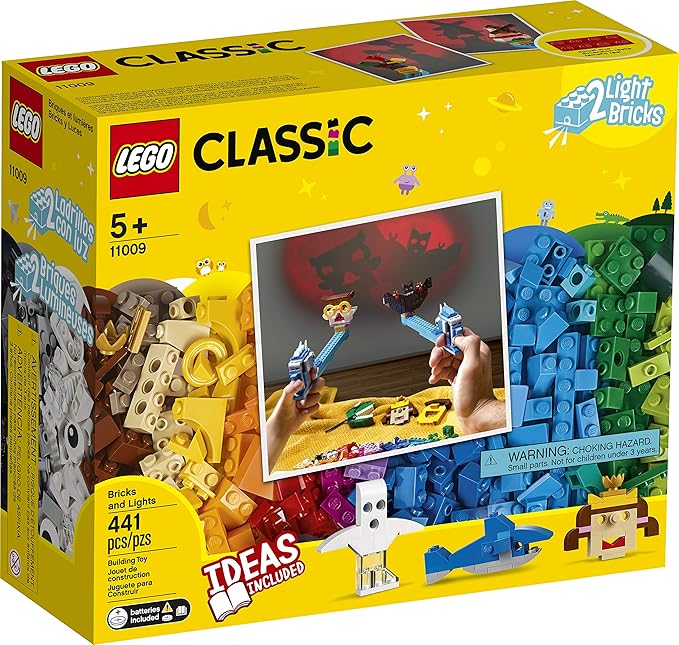 LEGO 11009 Classic Bricks and Lights Shadow Puppet Theater Set with Light Basic Building Bricks, Creative Fun for 5+ Year Old (Multicolour), 441 Pieces
