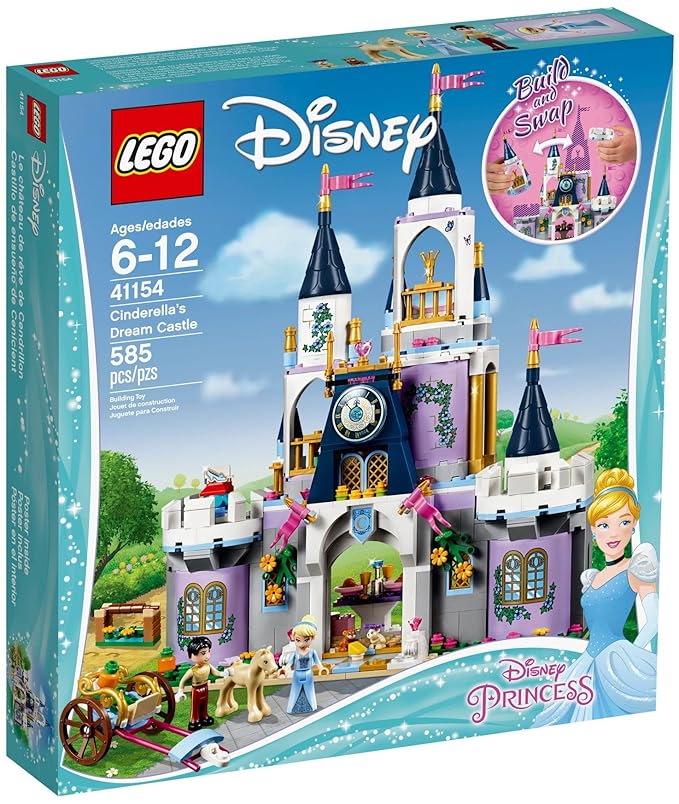 LEGO Disney Princess Cinderella's Dream Castle Building Blocks for Girls 5 to 12 Years (585 Pcs) 41154, Multicolor