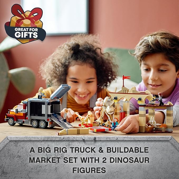 LEGO Jurassic World T. Rex & Atrociraptor Dinosaur Breakout 76948 (466 Pieces)|Multicolor