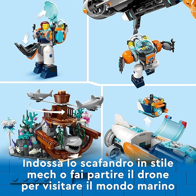 LEGO City Deep-Sea Explorer Submarine 60379 Building Toy Set (842 Pieces)