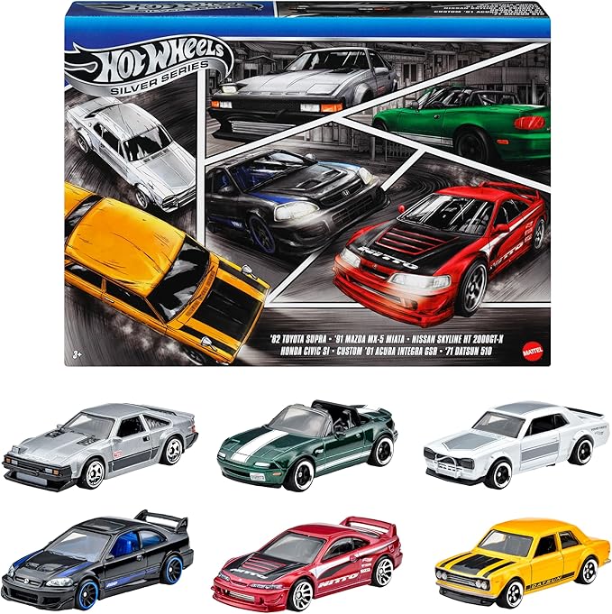 Hot Wheels JBY77 Street of Japan Multipack Vehicle Toy, Mini Car, 6 Pack, 3 Years Old and Up Multi