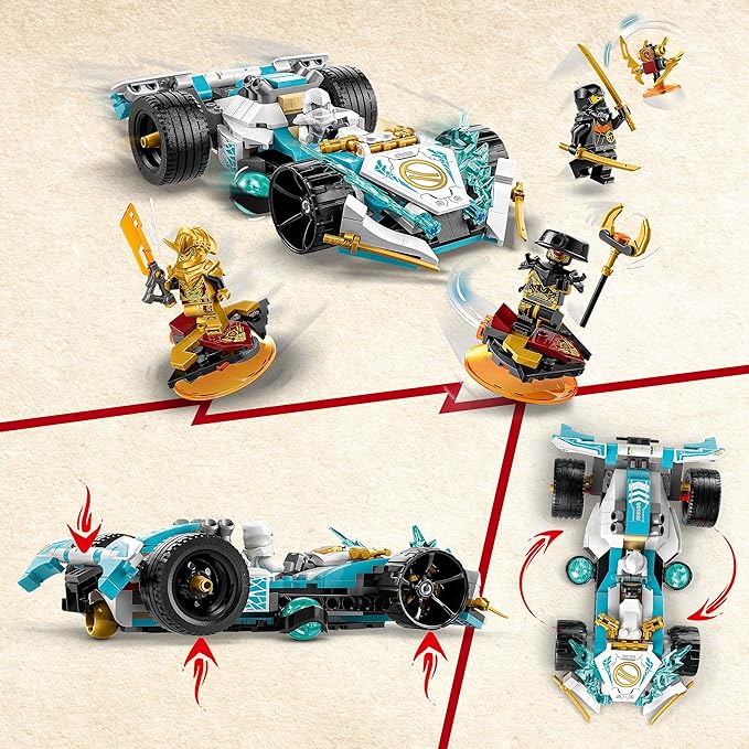 LEGO Ninjago Zane's Dragon Power Spinjitzu Race Car 71791 Building Toy Set (307 Pcs),Multicolor